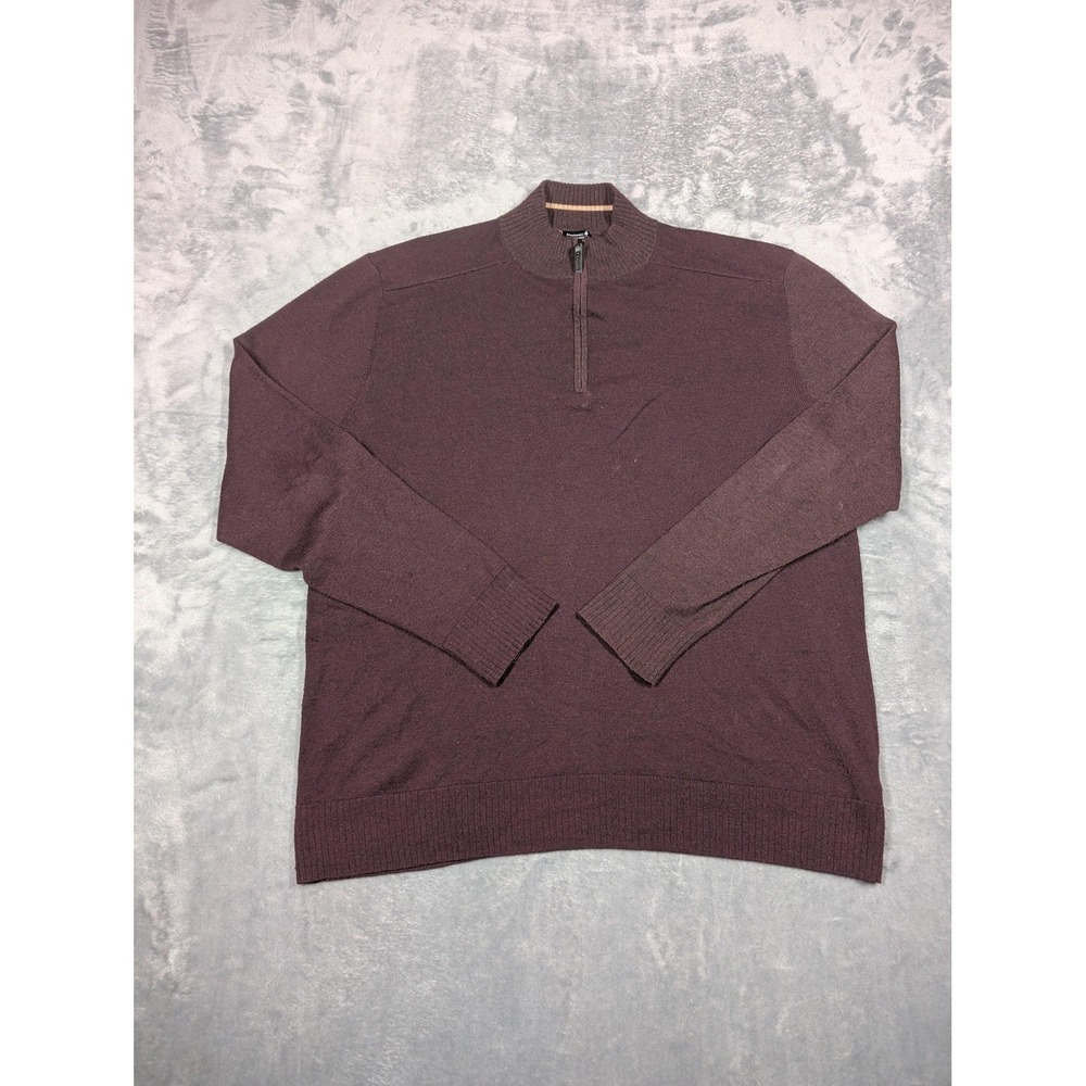 Smartwool Sweater Mens Large Red Wool Blend 1/4 Zip Mock Neck Knit Pullover